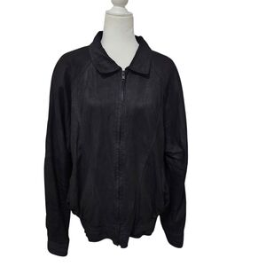 REMY Retro Moto Suede Leather Jacket 80s 90s Black Neutral Gender Large